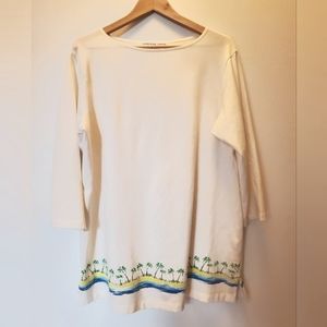 Josephine Chaus tunic tee with palm tree detail